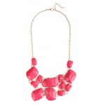 Hot Pink Stone Fragments Bauble Necklace 